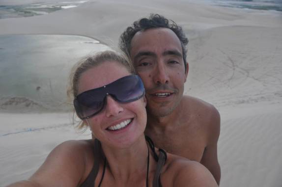 Autofoto no topo da Duna do Funil, em Tatajuba - CE